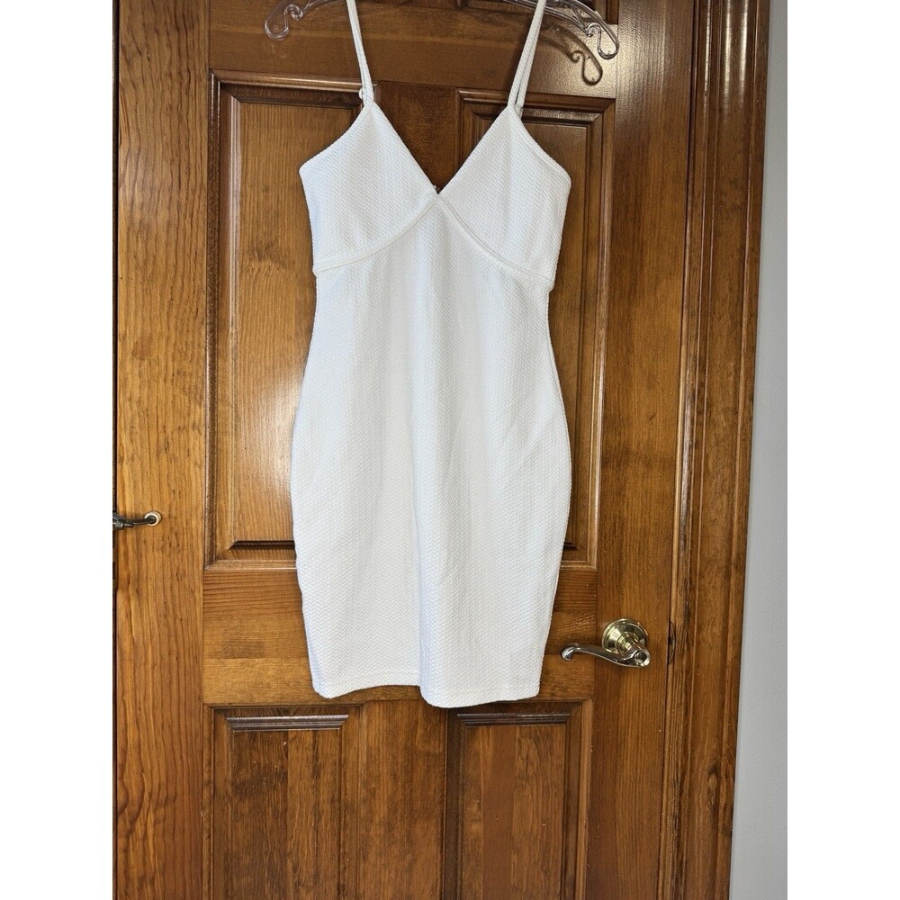 NWT Lovebird white strappy short dress with gold zipper in back Size XS